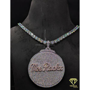 Hip Hop VVS Moissanite Diamond Tennis <b>Chain</b> Necklace 925 Sterling Silver <b>Iced</b> Out Luxury Jewelry By Trisha Jewels - Product Image 6