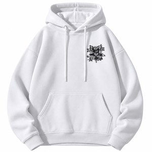 Sweat-shirt à capuche blanc personnalisé pour homme en coton molletonné avec imprimé graphique, style streetwear décontracté - Product Image 1