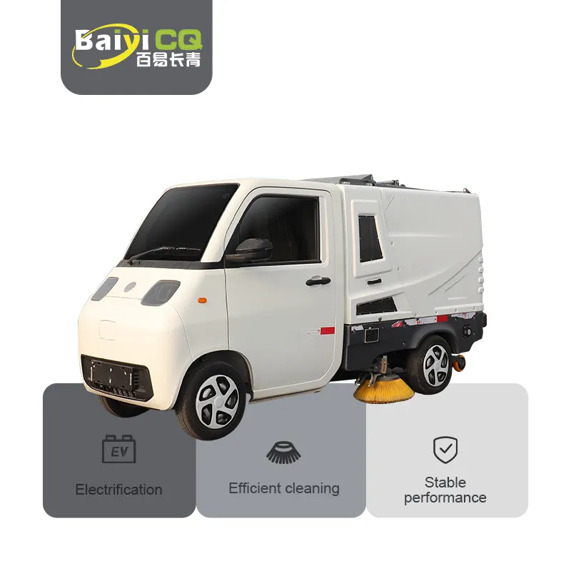 Baiyi-S1000 Mini mesin pembersih jalan truk vakum lantai listrik kecil penyapu lantai kendaraan pembersih jalan
