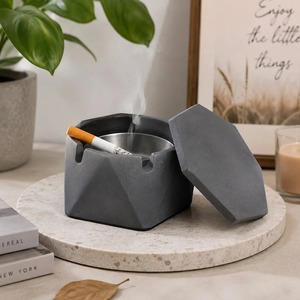 Minimalist Stainless Steel Desktop <b>Ashtray</b> Hexagonal Shape Modern Design for Home Use - Product Image 5