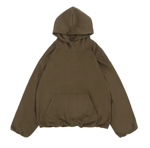 เสื้อฮู้ดโอเวอร์ไซส์ผู้ชาย สีพื้น ผ้าฝ้ายซาติน มีกระเป๋า หนานุ่ม สไตล์สตรีทแวร์ สำหรับฤดูหนาว ทรงปกติ แขนยาวถัก - Product Image 6
