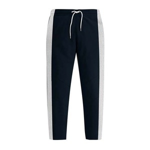 <b>Men's</b> <b>Navy</b> Blue Sweatpants With Gray Side Stripe Elastic Waist Drawstring Casual <b>Joggers</b> 100% Cotton Midweight Autumn Wear - Product Image 1