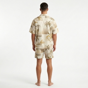 Conjunto de Camisa y Pantalones Cortos Estampados de Estilo Hawaiano Transpirables de Verano para Hombre, Fabricante de Ropa de Marca Privada OEM ODM - Product Image 2