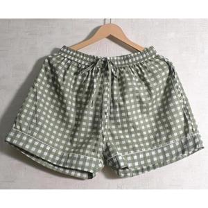Women Green Check Short Sleeve Pajama Set Turn-Down Collar Button Fly Cotton Sleepwear Casual Spring - Product Image 4