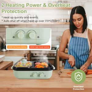 Pentola Elettrica e Griglia 2-in-1 con Doppio Controllo della Temperatura, Antiaderente in Alluminio Pressofuso con Protezione dal Surriscaldamento - Product Image 6