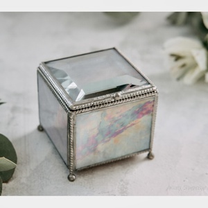 Classic Mini Cube Shape Jewelry <b>Storage</b> Organizer Box for Pearls, <b>Rings</b> Decoration Keepsake Box - Product Image 2