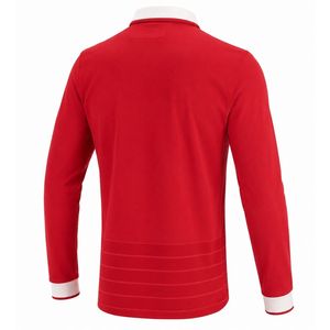 <b>Red</b> Rib Rugby Jersey Long Sleeve Polo Style Team Shirt Sports Uniform Athletic Wear Match Training Apparel Outdoor Game Clothing - Product Image 2