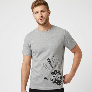 T-shirt gris à col rond et manches courtes pour homme, motif imprimé, coupe classique, 100 % coton jersey respirant, tenue décontractée, livraison directe - Product Image 4