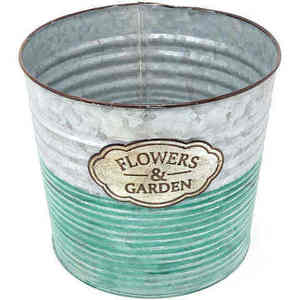 Maceta de Metal con Diseño Vintage en Esmalte Blanco, Acabado Ecológico, Duradera, para Decoración del Hogar y Jardín - Product Image 2