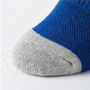 Blue Crew <b>Socks</b> With Gray Stripes Breathable Polyester Spandex Basketball Sports <b>Socks</b> For Adults Summer Regular Style - Product Image 6