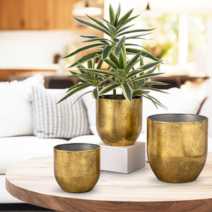 Briful Set of 3 Shabby Gold Galvanized Buckets Multi-Size Rustic Chic Metal Planters for Home Centerpieces Table Decor Planter - Product Image 6