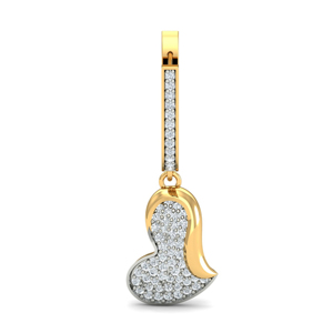 Pendientes de aro en forma de corazón de oro amarillo con diamantes redondos de talla brillante, joyería de lujo para mujer - Product Image 2