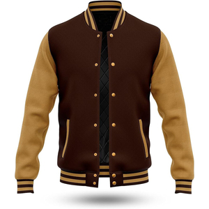 Men's Black Varsity Jacket With White Sleeves <b>Button</b> Closure Turn-down Collar Casual Style Autumn Wear - Product Image 4