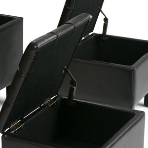 Dover 3-Piece Brown Tanners <b>Storage</b> Ottoman Set Elegant <b>Stools</b> & Ottomans - Product Image 2