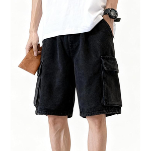 Pantalones Cortos Vaqueros Unisex de Mezclilla con Lavado Ácido Personalizados, Estilo Urbano Holgado Vintage, 100% Algodón, Proveedor OEM ODM, Venta al por Mayor - Product Image 1