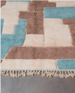 Tapis noué marocain de luxe noir et beige en laine, noué à la main, rembourré, résistant aux taches, à poils longs de 0,5 pouce, moderne, pour la prière et la vie quotidienne - Product Image 2