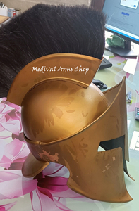 Casco Deportivo Medieval Hecho a Mano, Chapado en Oro, de Acero Suave, con Pluma Negra, Armadura Pulida, para Reenactment, Cosplay, Aniversario - Product Image 3