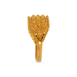 Anillo de Filigrana Floral Ancho Chapado en Oro de Lujo para Mujer, Joyería de Diseño Vintage Elegante - Product Image 4