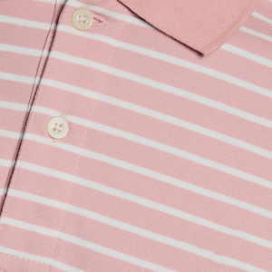 Polo de Punto Piqué Casual Transpirable Personalizado para Hombre, Corte Regular, Color Rosa Pomelo y Blanco, con Cuello Tartán, de Última Tendencia - Product Image 6
