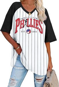 Camiseta de Béisbol para Mujer, Camiseta a Rayas para Mamá de Jugador de Béisbol, Jersey con Cuello en V, Camiseta para el Día del Partido - Product Image 4