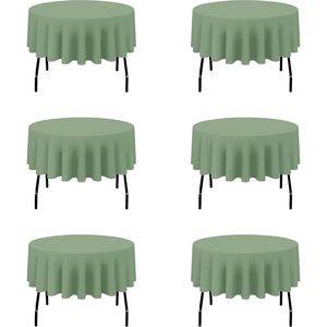 Sage Green 70-Inch Linen Polyester Tablecloths 6-Pack Fit 30\" 54\" <b>Tables</b> Washable Cloth <b>Cover</b> Bulk Circle Tablecloth - Product Image 1