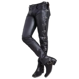 Pantalon Homme en Cuir Véritable Mi-lourd Décontracté de Haute Qualité, Élégant, Brillant, avec Poches, Imperméable, Fermeture Éclair, Automne, Vente en Gros - Product Image 1