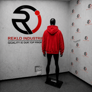 Sweat à capuche zippé oversize rouge pour homme avec imprimé abstrait, manches régulières, en polyester tricoté, pour l'automne, style urbain, vente en gros - Product Image 4
