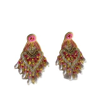 Pendientes Hechos a Mano con Bordado Estilo Indio, Pendientes Personalizados con Cuentas Múltiples, Joyería Festiva para Mujer al Mejor Precio, Pendientes con Cuentas - Product Image 1