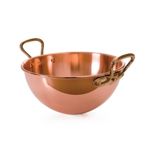 Bol de service rond en cuivre avec poignées en laiton, seau à glace en métal durable, design traditionnel, décoration pour fêtes et événements - Product Image 1