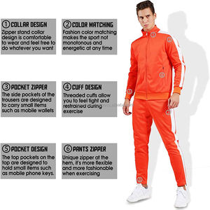 Survêtements d'entraînement en coton polaire USWY avec fermeture éclair intégrale pour hommes, survêtements à capuche avec fermeture éclair - Product Image 5