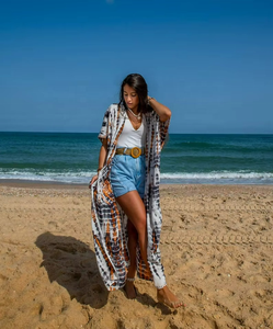 Ropa de Moda para Mujer, Elegante Vestido Kimono Largo de Verano de Algodón, Kimono Liso para Mujer, Kimono de Playa, Kimono Boho - Product Image 1