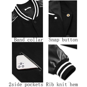 Chaqueta Varsity de la Mejor Calidad para Hombre, Color Negro y Manga de Cuero, Cuerpo de Lana, Cómoda Chaqueta Varsity de Béisbol - Product Image 5