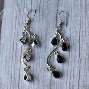 Black Onyx <b>Earrings</b> 925 Sterling <b>Silver</b> <b>Dangle</b> Drop Teardrop Designer Jewelry Unique Gemstone Gift For Women - Product Image 6