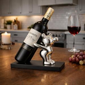 <b>Teddy</b> <b>Bear</b> Metal <b>Bottle</b> Holder For Wine And Liquor Display Table Kitchen Counter Bar Decor And Gifting PurposeFrom India - Product Image 1