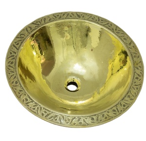 Lavabo de luxe décoratif en laiton, bord festonné ovale, finition martelée, pour salle de bain, comptoir, lavabo de qualité supérieure, décoration artistique, hôtel, maison - Product Image 1