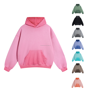 เสื้อมีฮู้ดแบบสวมหัวโอเวอร์ไซส์ผ้าฝ้ายฟอกสีสไตล์วินเทจผ้าเทอร์รี่100% ตามสั่ง - Product Image 1