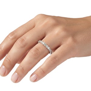 DEF Color VS VVS Clarity Round Lab Grown Diamond Half Eternity <b>Stacking</b> <b>Ring</b> Wedding Band 10K 14K 18K Solid Gold Bridal Jewelry - Product Image 6