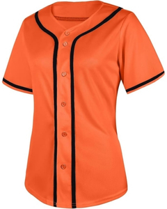 Camiseta de Béisbol Naranja para Mujer, Manga Corta, con Botones, Absorbe la Humedad, Corte Regular, para Softbol - Product Image 2