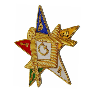 Écusson de cérémonie personnalisé en fil d'or brodé à la main, écusson maçonnique BEHRAM étoile 3D, emblème de blazer cérémoniel écologique - Product Image 6