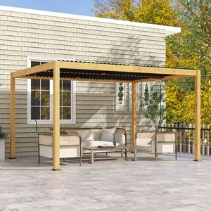 Pergola in Alluminio Nero Naturale 10x13ft con Tetto a Lamelle Regolabile Impermeabile Anti-UV, Gazebo Rigido per Patio e Giardino - Product Image 2