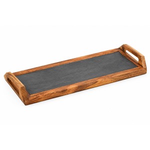 Plateau de service en bois de manguier avec incrustation en ardoise |   Décoration d'intérieur artisanale en gros - Product Image 1