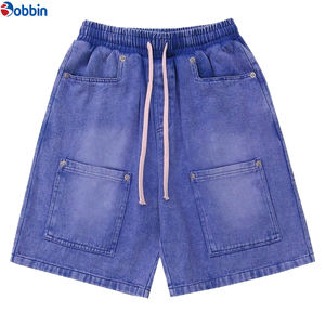 Shorts en jean pour homme, style streetwear hip-hop, été, personnalisés, 6 poches, délavés à l'acide, taille mi-haute, boutonnés, coupe ample et baggy - Product Image 3