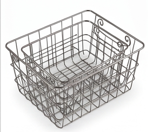 Premium Metal <b>Wire</b> <b>Storage</b> <b>Basket</b> Rectangle With Handles Simple Design Multi-Purpose Neatening Organizer - Product Image 5