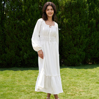 Robes maxi blanches à volants et à nouer, à manches ballon, style bohème, très tendance pour femmes