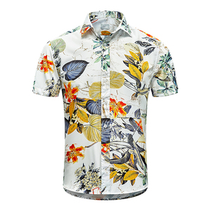 Chemise hawaïenne pour homme à manches courtes, imprimé palmiers bleus, col rabattu, respirante, idéale pour les vacances d'été - Product Image 6