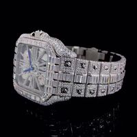 Reloj de Lujo para Hombre con Esfera Esqueletizada, Diamantes, Resistente al Agua, Diseño Moderno, Completamente Adornado con Circonitas Cúbicas Baguette, Estilo Hip Hop, Correa de Acero Inoxidable, Movimiento de Cuarzo Seiko