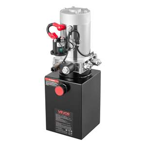 Unité hydraulique à simple effet de 6 quarts, pression de sécurité maximale de 3200 PSI, débit de 0,91 GPM, pompe 12 V CC, réservoir en métal, remorque - Product Image 1