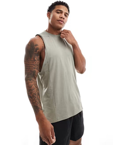 Breathable Quick Dry Knitted Sports Casual 100% Cotton Plain Dyed Custom Logo No Brand Blank <b>White</b> <b>Men</b> Ribbed Workout Tank Top - Product Image 3