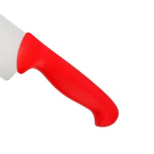 Couteaux de cuisine professionnels à manche rouge avec lame argentée, protège-doigts intégré et prise en main confortable pour la préparation quotidienne des repas - Product Image 3