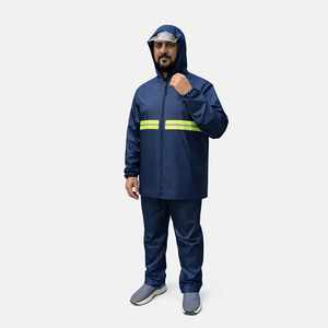 Traje Impermeable y Transpirable para Hombre con Capucha, Mangas Largas, Rayas Reflectantes, Ligero, de Algodón, Formal, para Primavera - Product Image 1